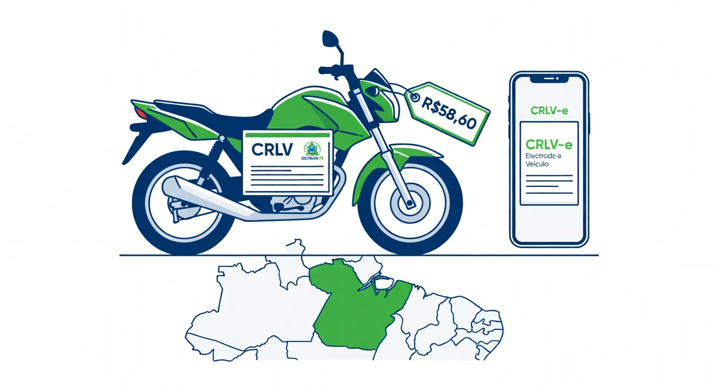 Licenciamento moto Piauí 2026: taxa R$58,60, documentos e CRLV digital