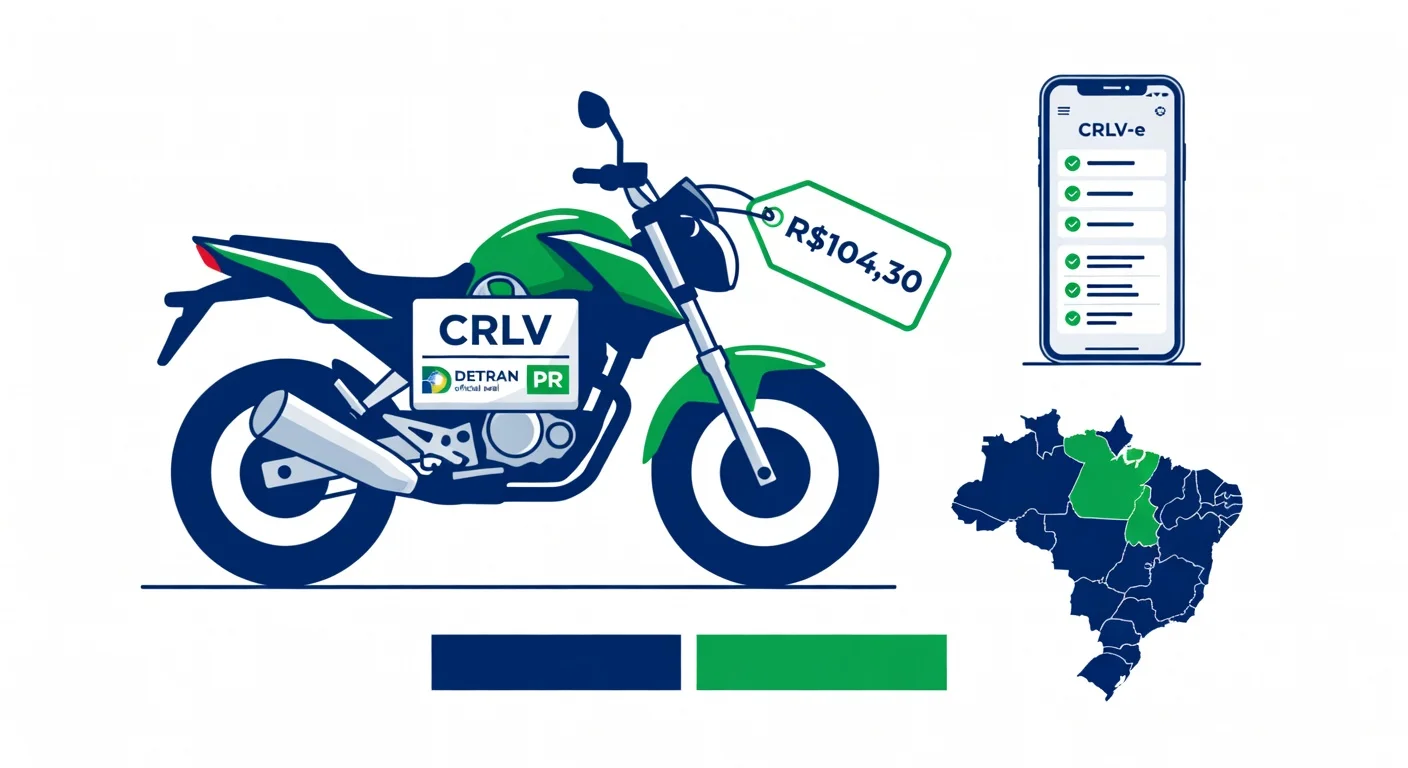 Licenciamento moto Paraná 2026: taxa R$104,30, documentos e CRLV digital