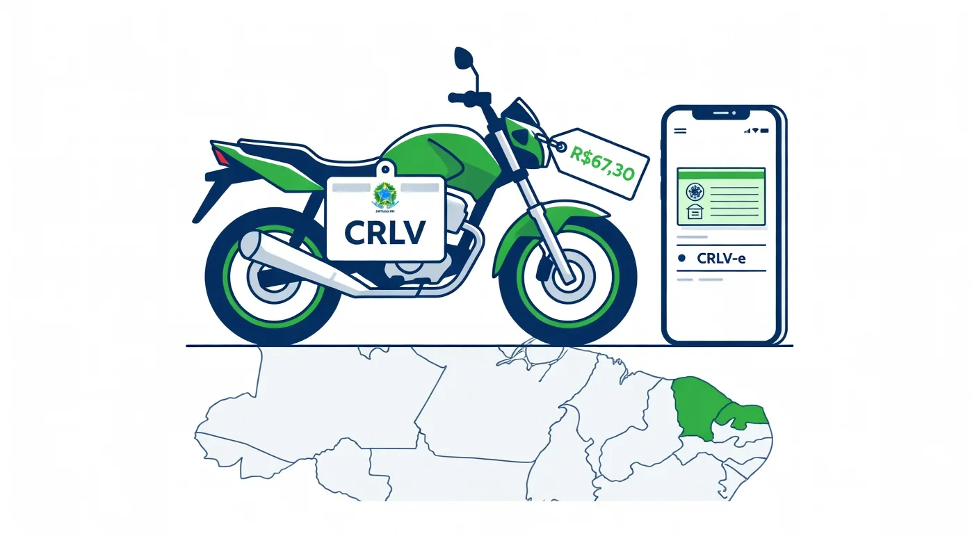 Licenciamento moto Rio Grande do Norte 2026: taxa R$67,30, documentos e CRLV digital