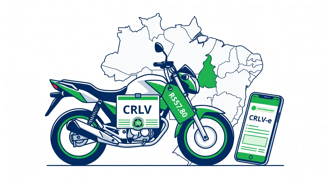 Licenciamento moto Roraima 2026: taxa R$57,80, documentos e CRLV digital