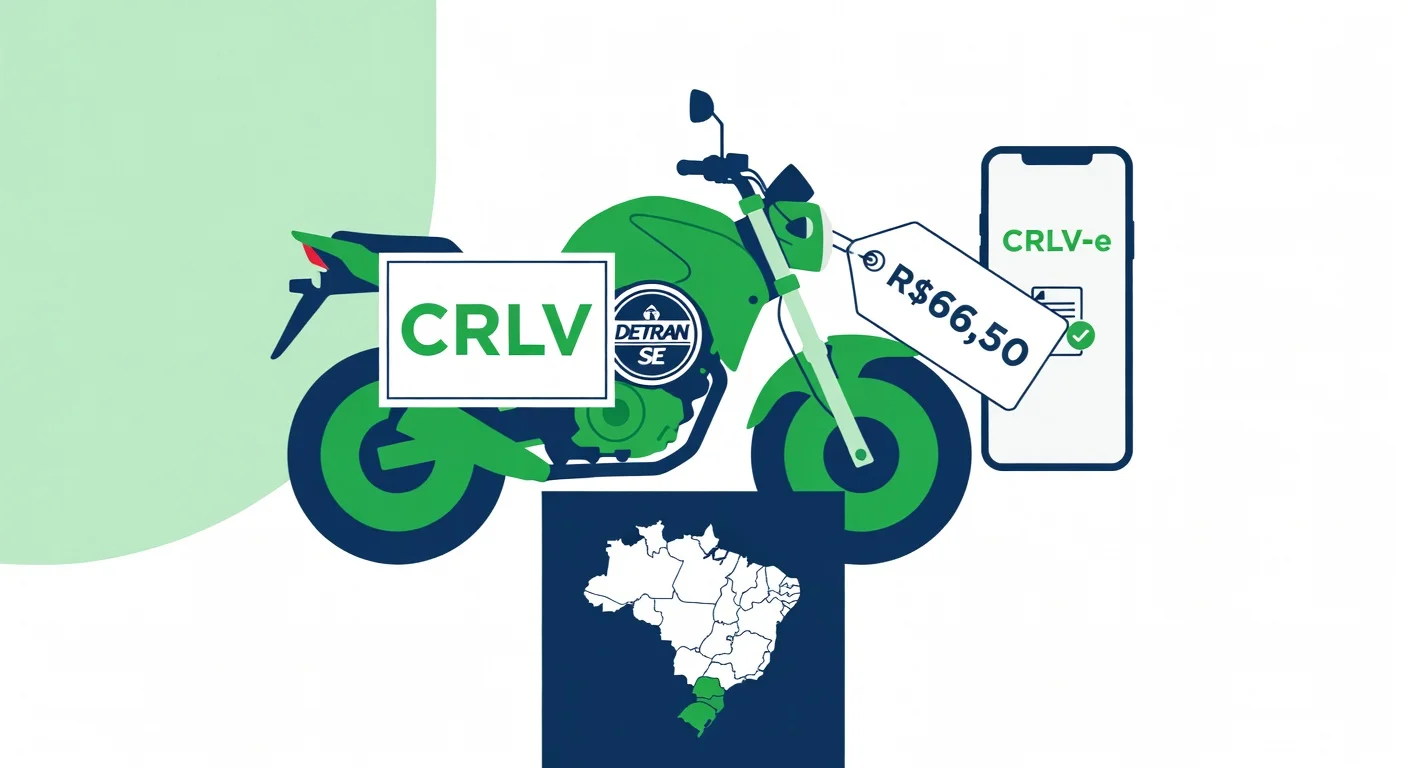 Licenciamento moto Sergipe 2026: taxa R$66,50, documentos e CRLV digital