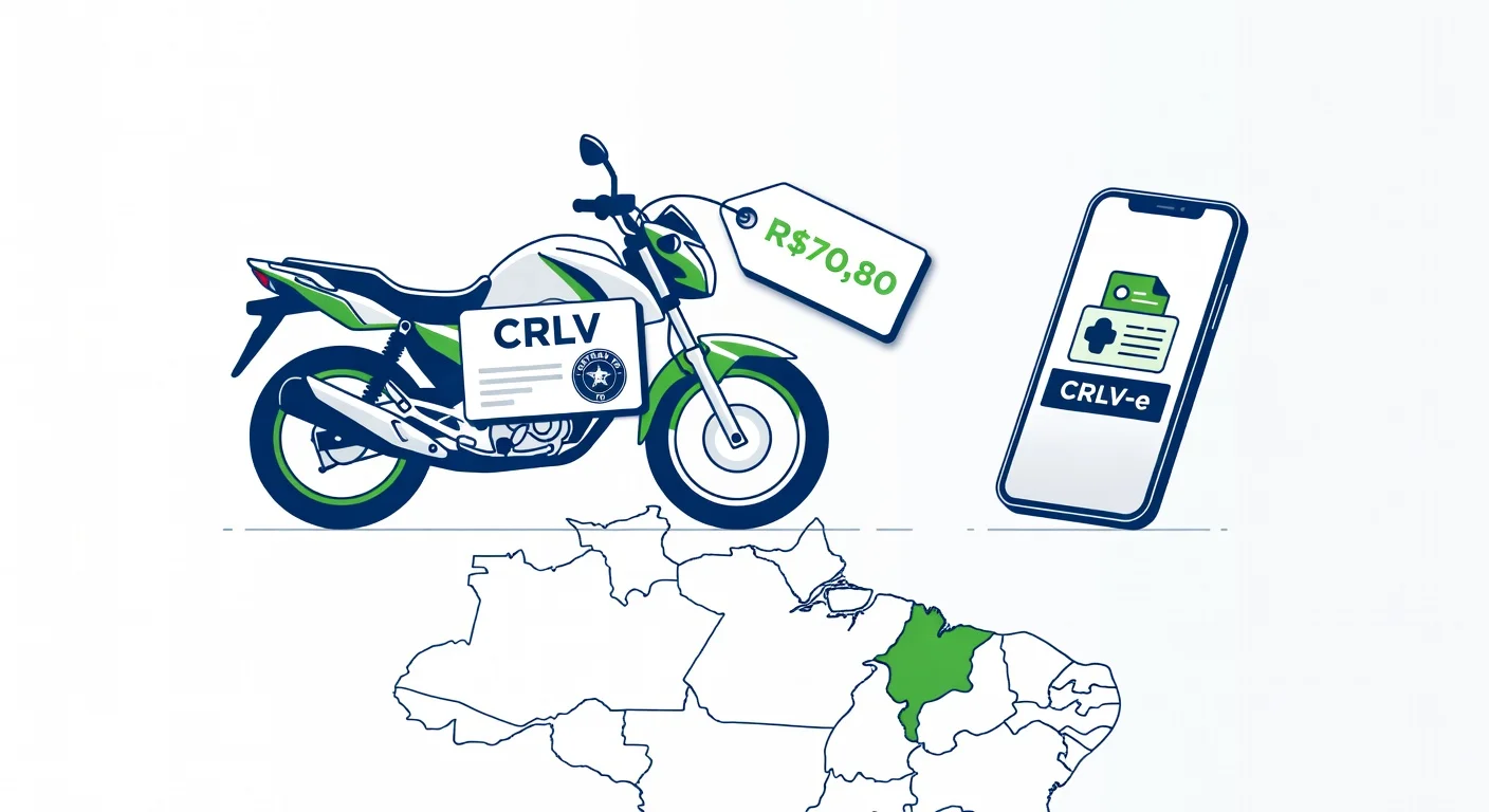 Licenciamento moto Tocantins 2026: taxa R$70,80, documentos e CRLV digital