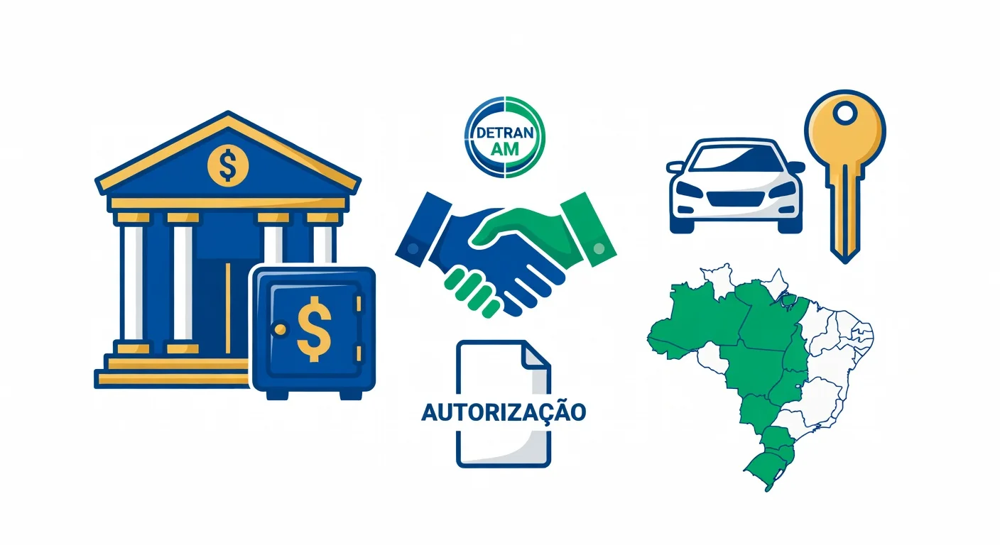 Licenciamento veículo financiado Amazonas 2026: como pagar sem o banco travar