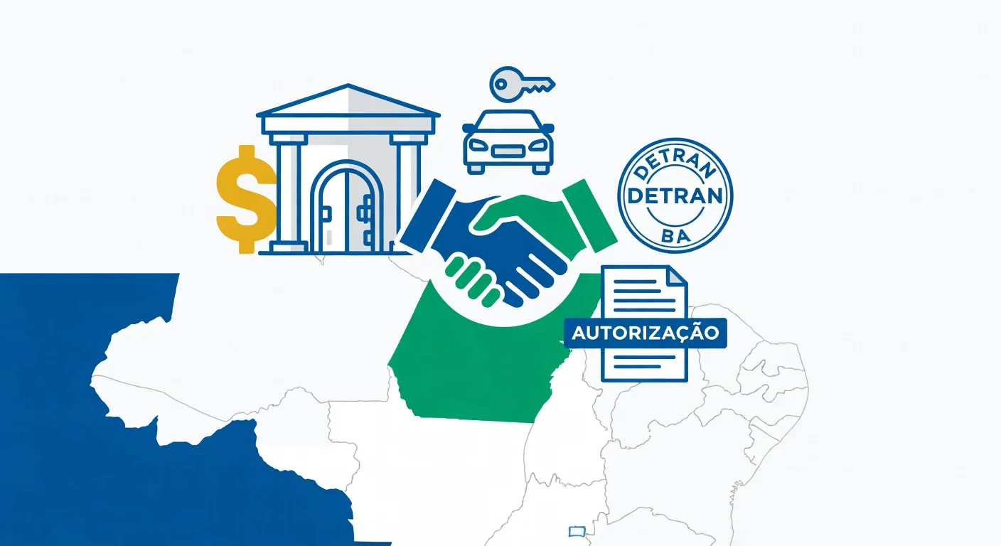 Licenciamento veículo financiado Bahia 2026: como pagar sem o banco travar