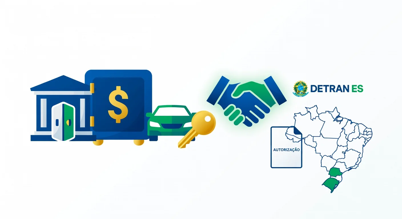 Licenciamento veículo financiado Espírito Santo 2026: como pagar sem o banco travar