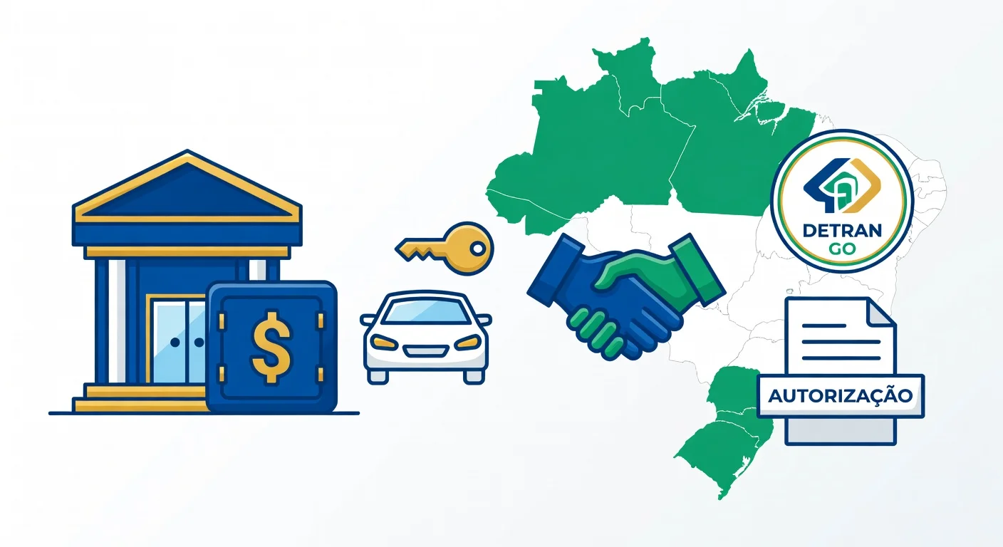 Licenciamento veículo financiado Goiás 2026: como pagar sem o banco travar