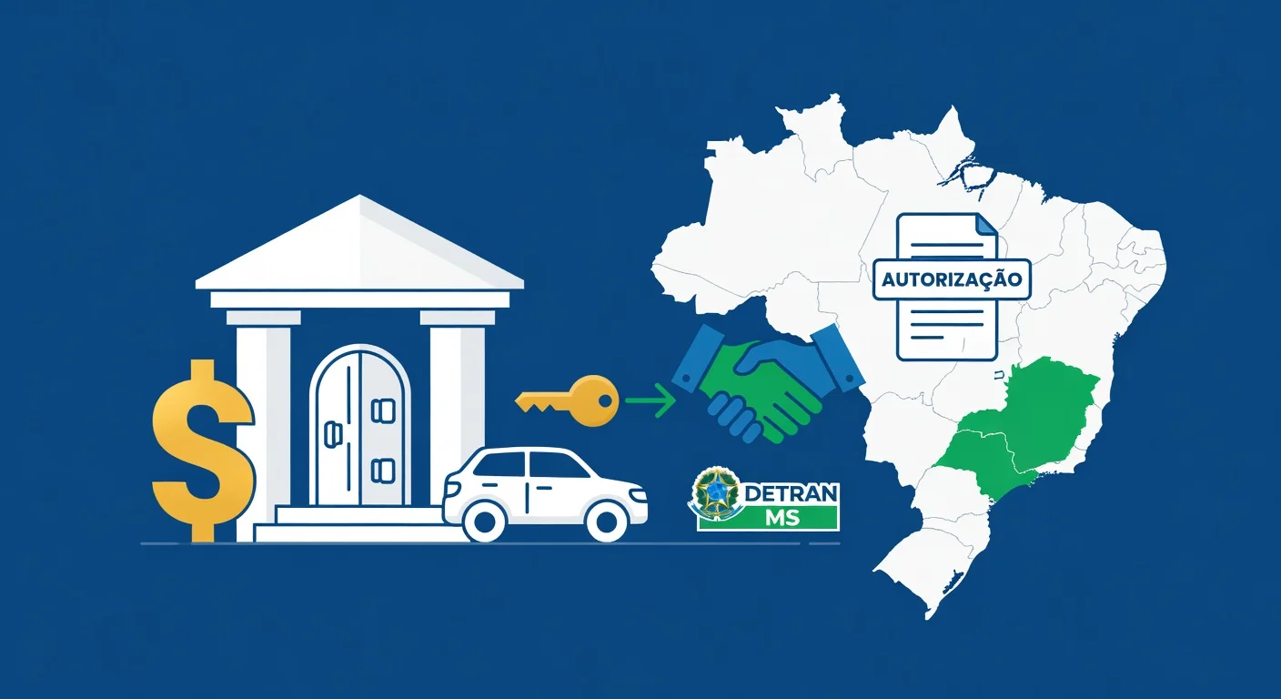 Licenciamento veículo financiado Mato Grosso do Sul 2026: como pagar sem o banco travar