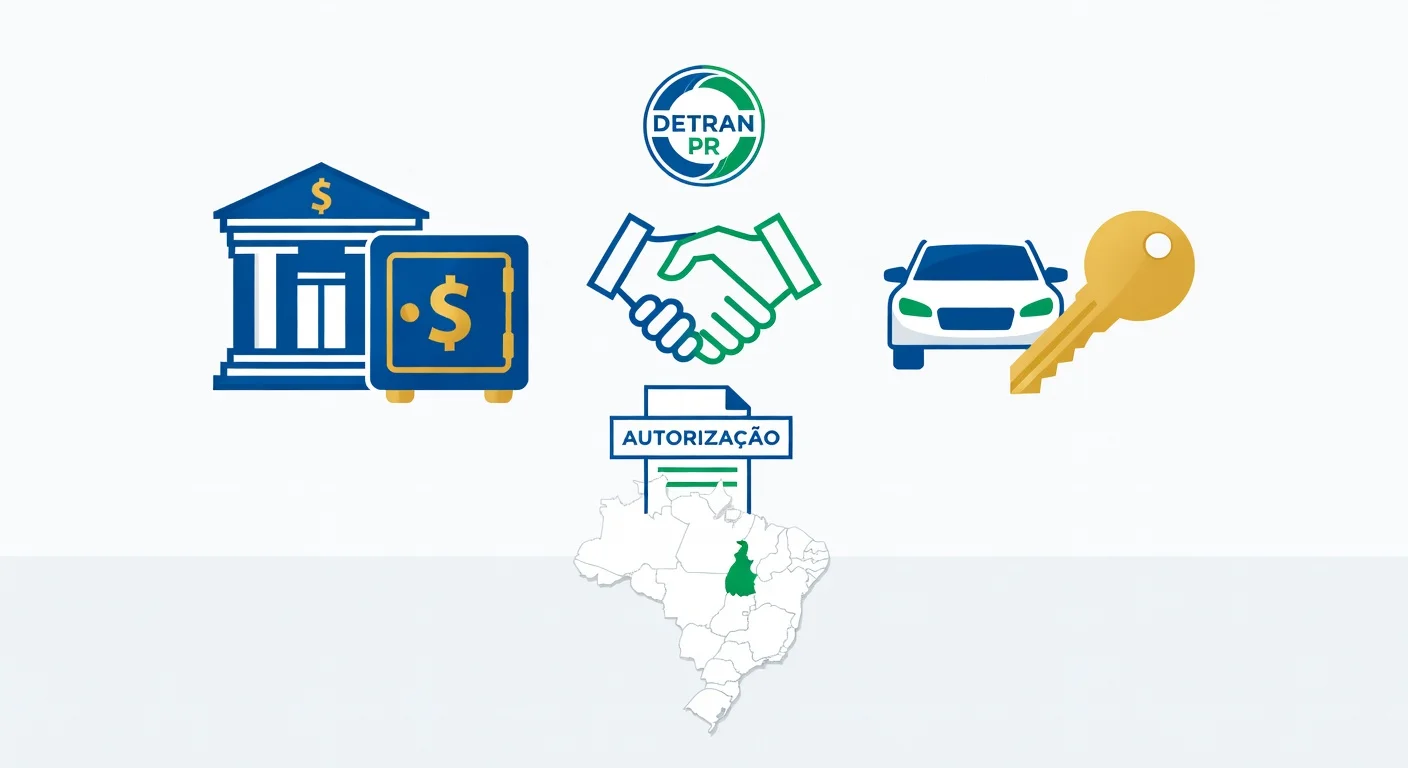 Licenciamento veículo financiado Paraná 2026: como pagar sem o banco travar
