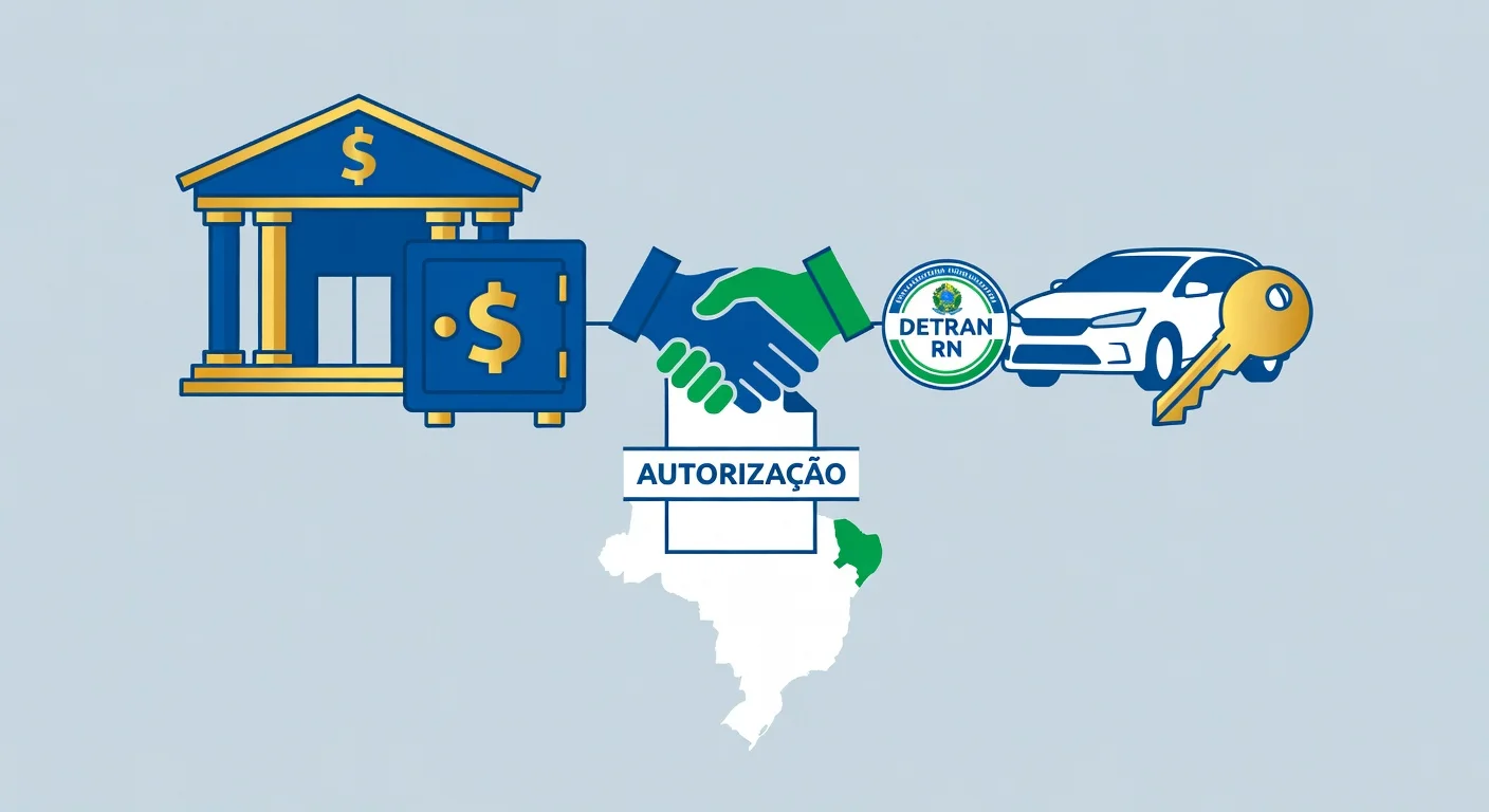 Licenciamento veículo financiado Rio Grande do Norte 2026: como pagar sem o banco travar