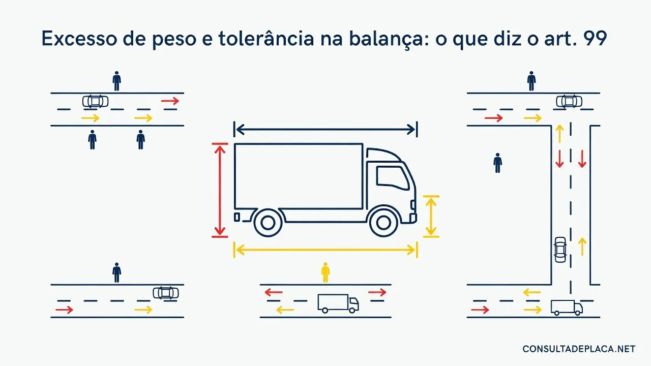 Excesso de peso e tolerância na balança: o que diz o art. 99 do CTB