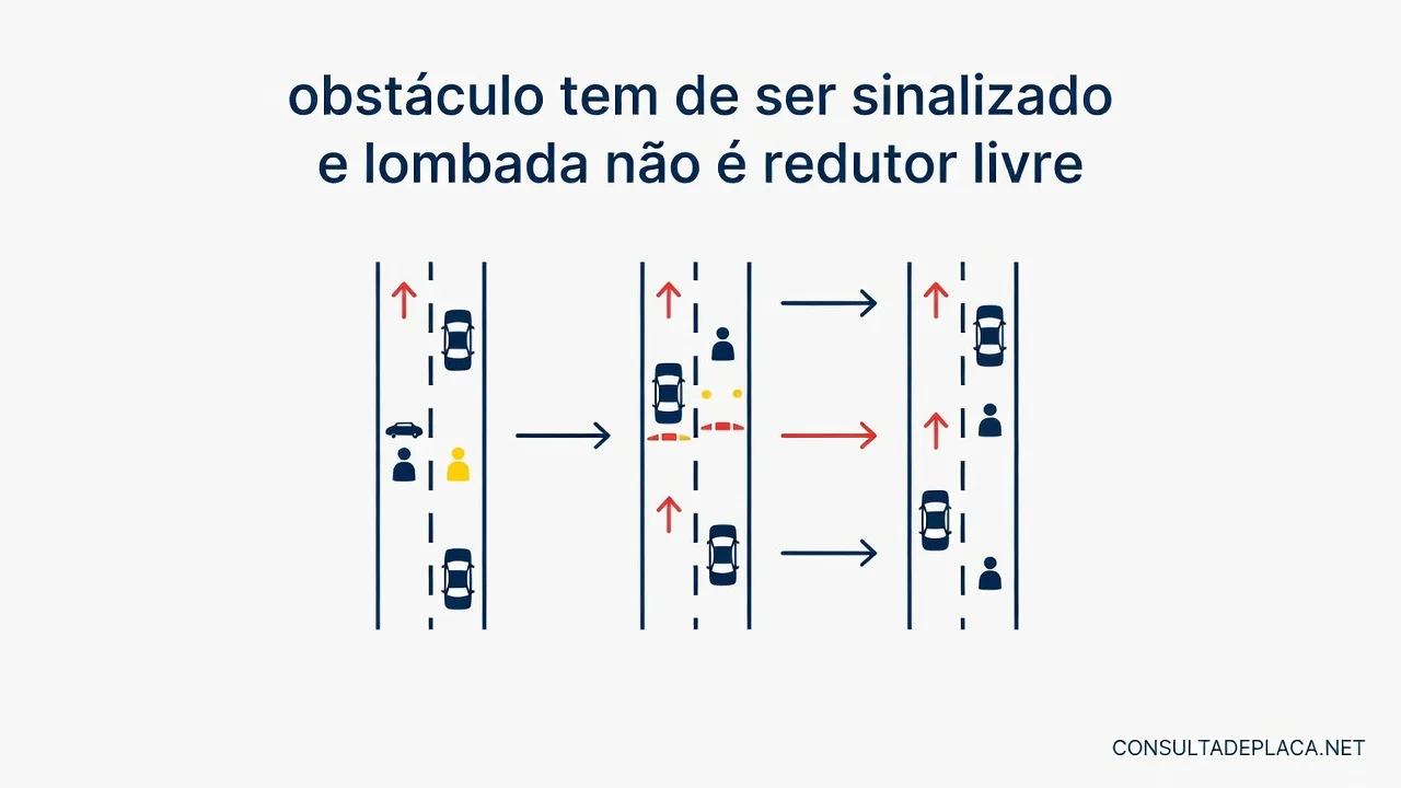 Artigo 94 do CTB: obstáculo tem de ser sinalizado e lombada não é redutor livre