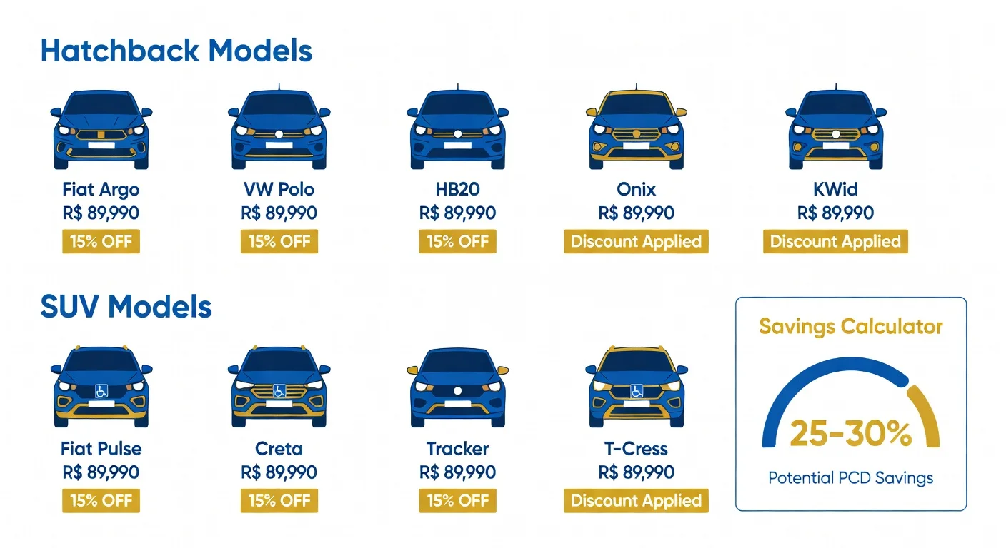 Melhores carros PCD 2026: lista completa com preços e modelos