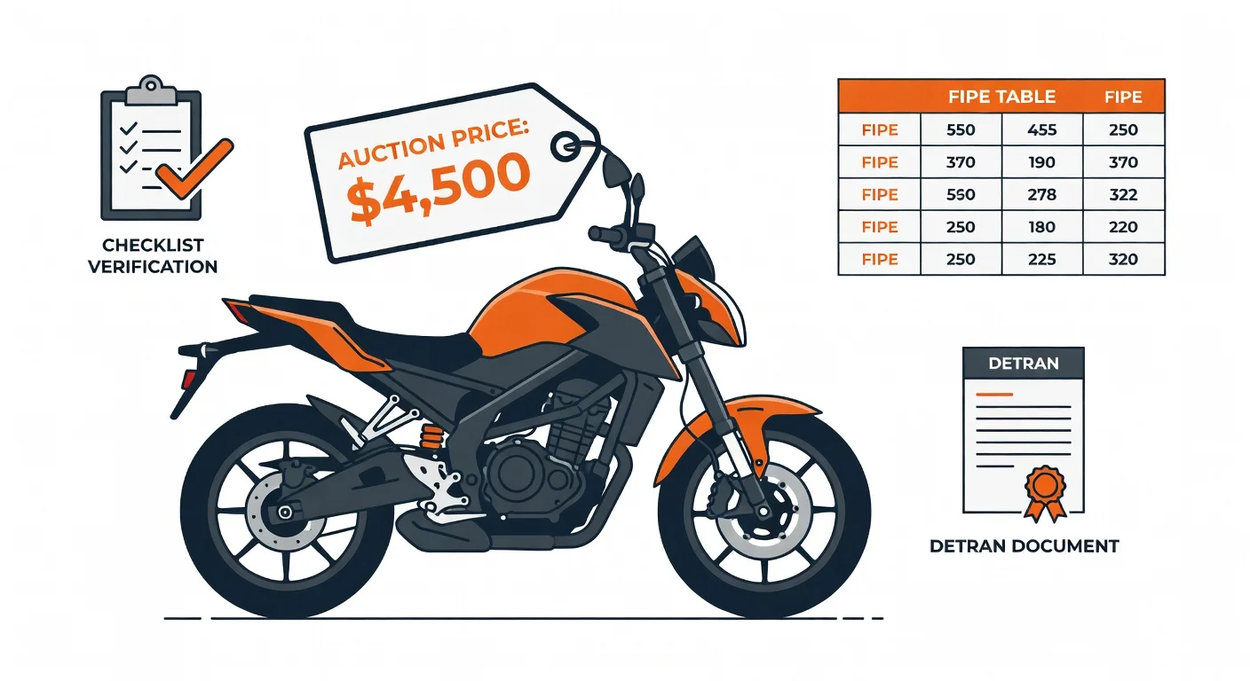 Moto de leilão vale a pena em 2026? Como comprar e o que verificar