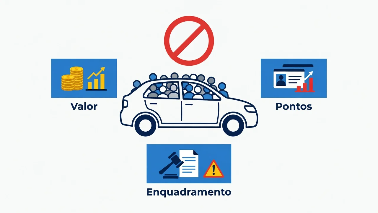 Multa por Excesso de Passageiro 2026: Valor, Pontos e Enquadramento