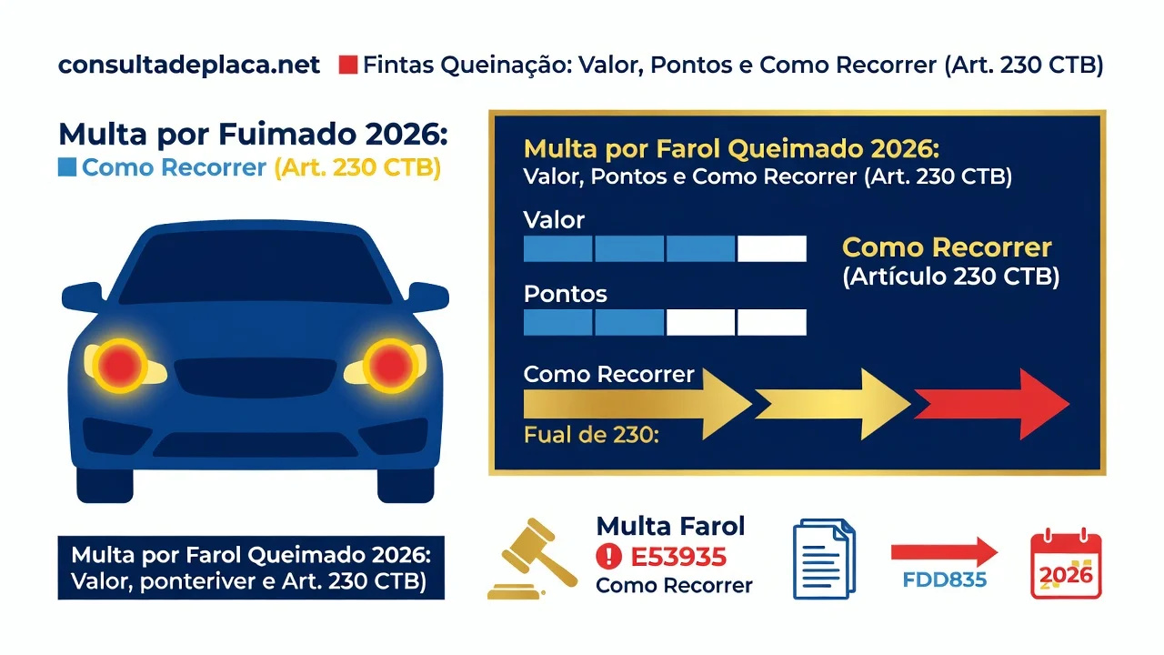 Multa por Farol Queimado 2026: Valor, Pontos e Como Recorrer (Art. 230 CTB)
