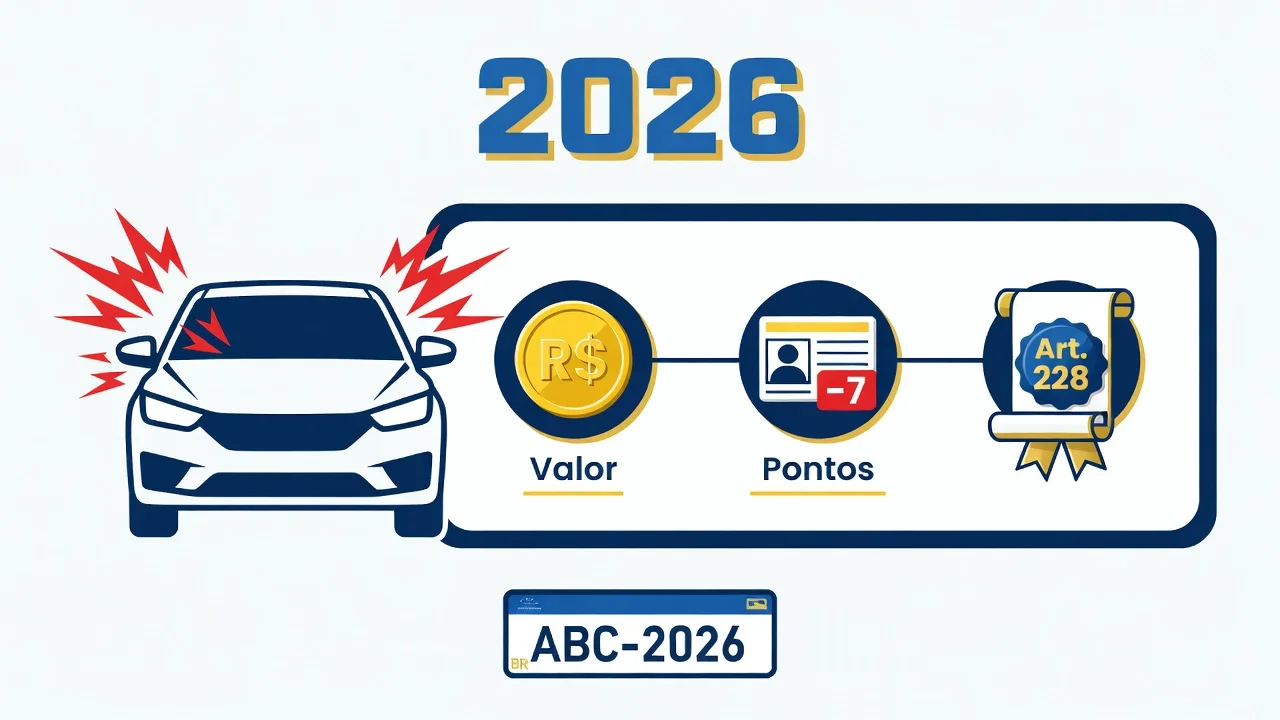 Multa por Som Alto no Carro 2026: Valor, Pontos e Art. 228