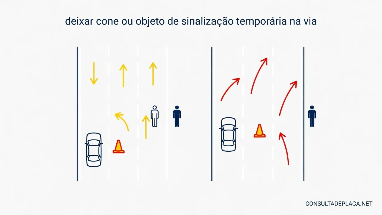 Artigo 226 do CTB: deixar cone ou objeto de sinalização temporária na via