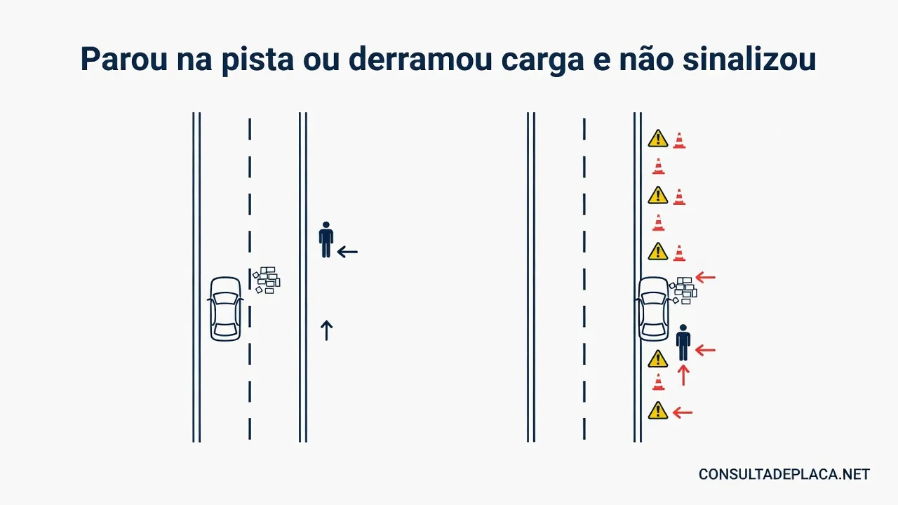 Parou na pista ou derramou carga e não sinalizou: artigo 225 do CTB