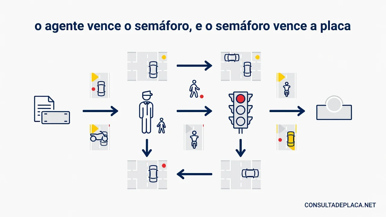Artigo 89 do CTB: o agente vence o semáforo, e o semáforo vence a placa