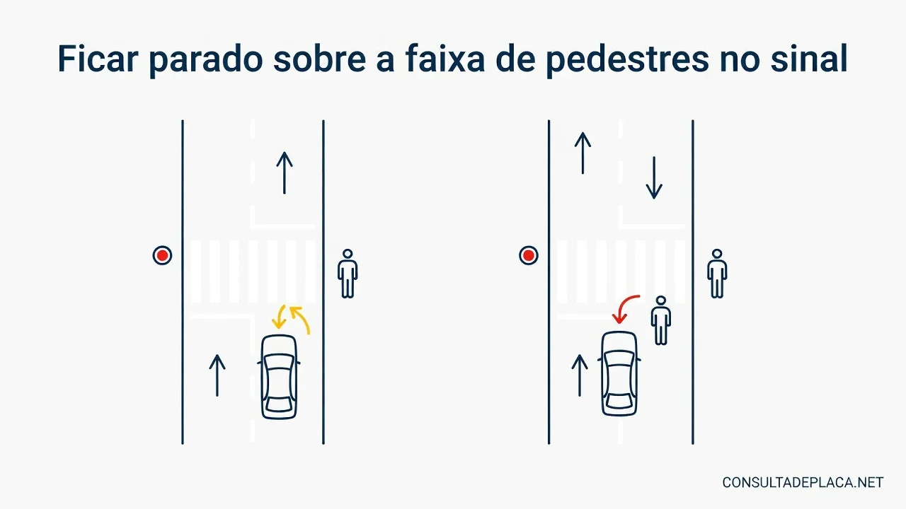 Ficar parado sobre a faixa de pedestres no sinal: o artigo 183 do CTB