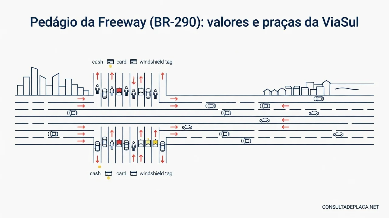 Pedágio da Freeway (BR-290): valores e praças da ViaSul