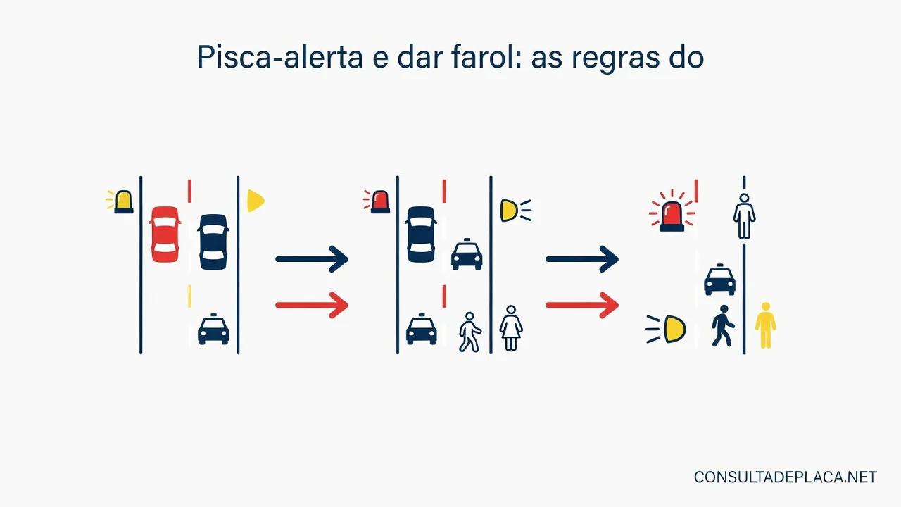 Pisca-alerta e dar farol: as regras do artigo 251 do CTB