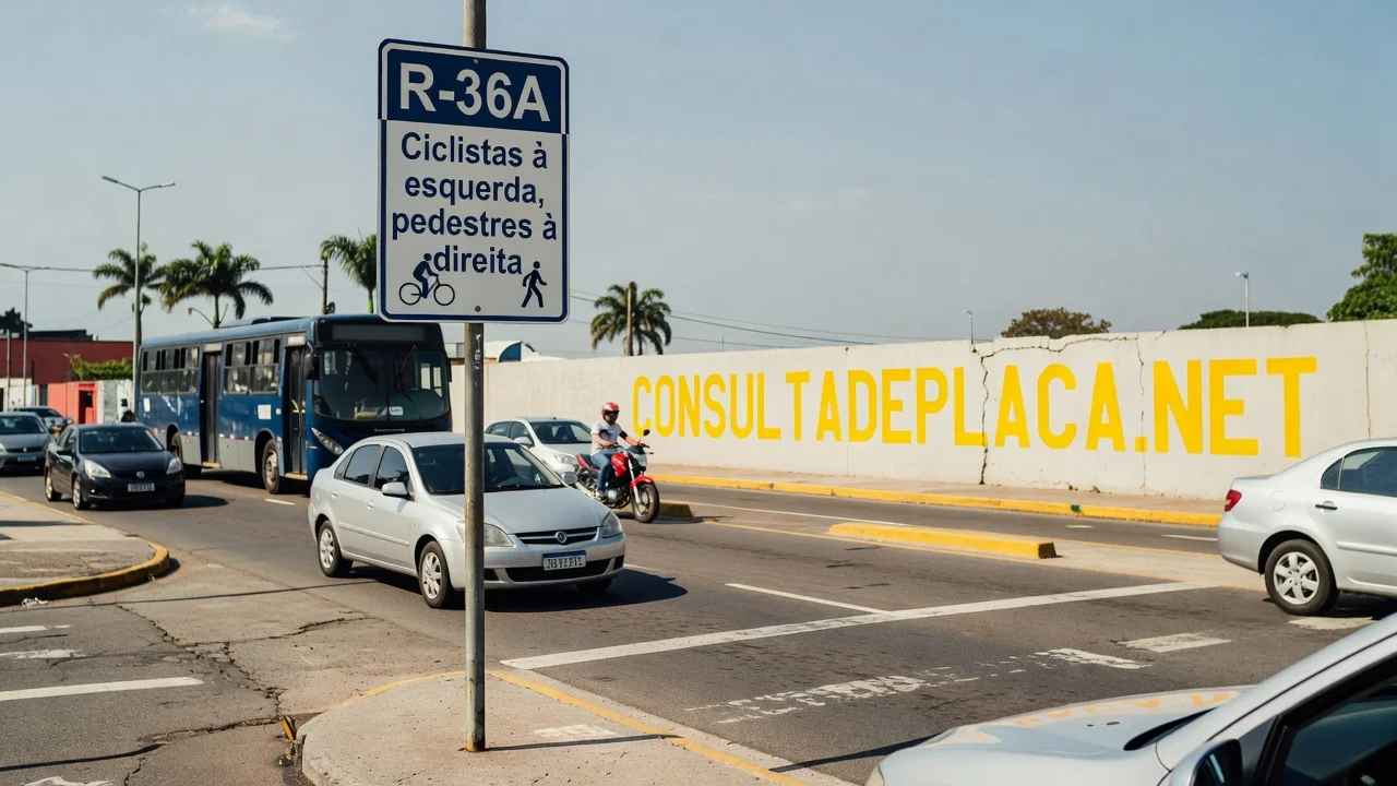 Placa R-36a Ciclistas a Esquerda, Pedestres a Direita: a placa que divide o passeio em dois