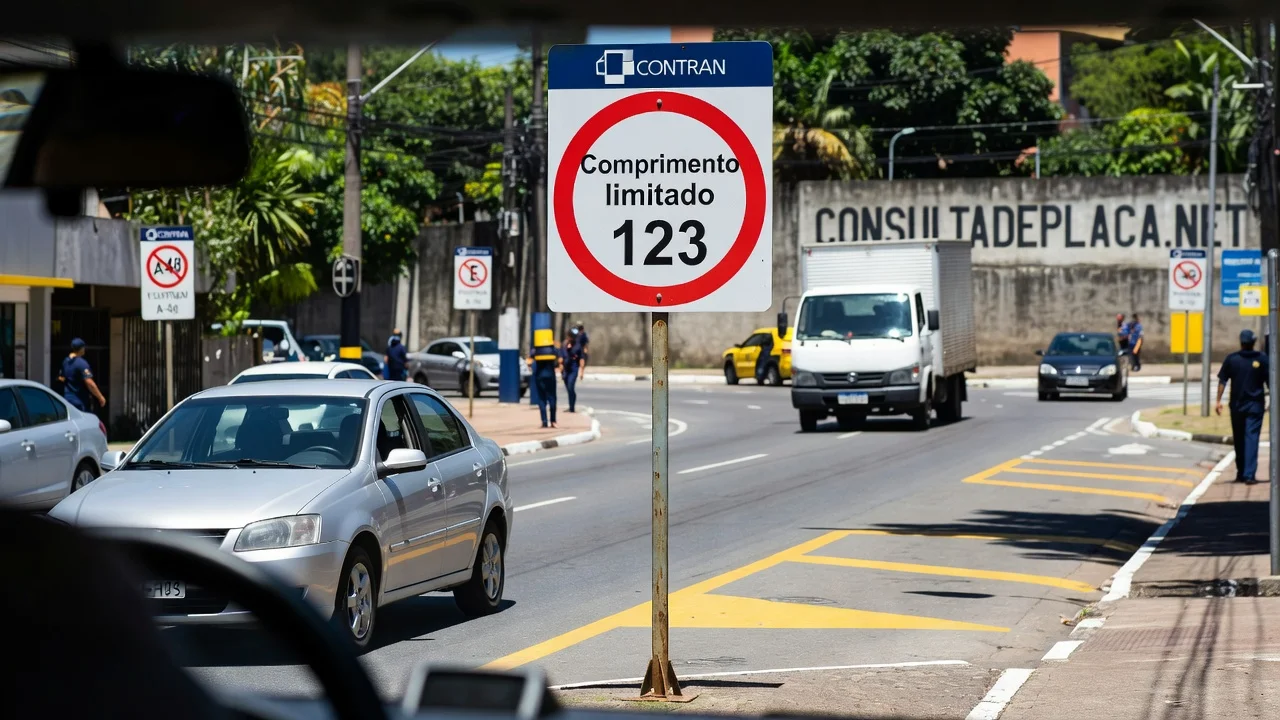 Placa A-48: comprimento limitado — a curva em que a carreta não cabe