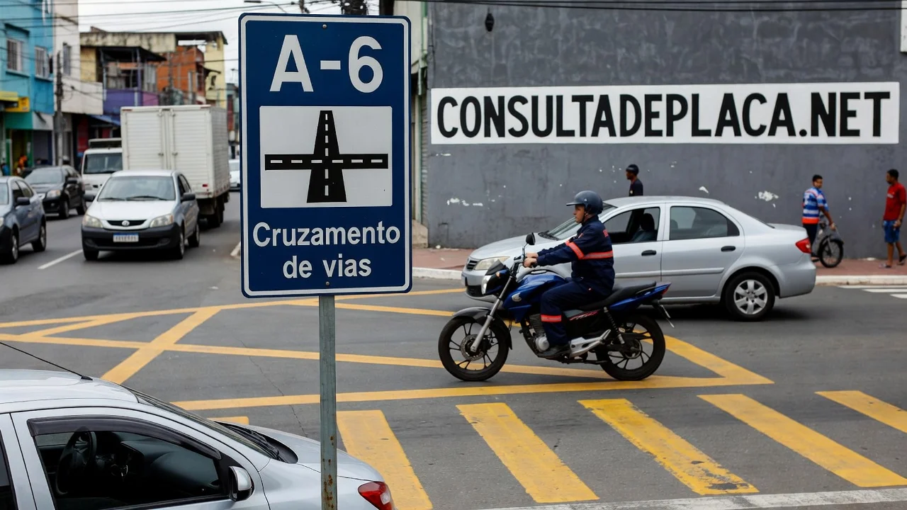 Placa A-6: cruzamento de vias — ela avisa o cruzamento, mas não diz quem tem a preferência