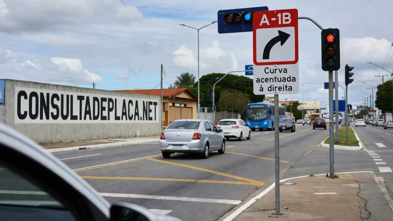Placa A-1B: curva acentuada à direita — significado oficial e a redução de velocidade que o CTB cobra
