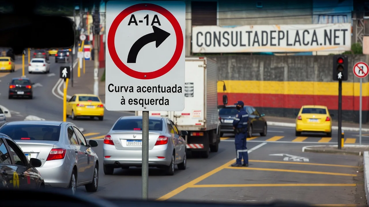 Placa A-1A: curva acentuada à esquerda — o que ela avisa e o que o CTB exige de você antes dela