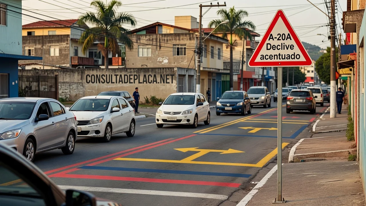 Placa A-20A: declive acentuado — o CTB tem dois artigos diferentes para a descida