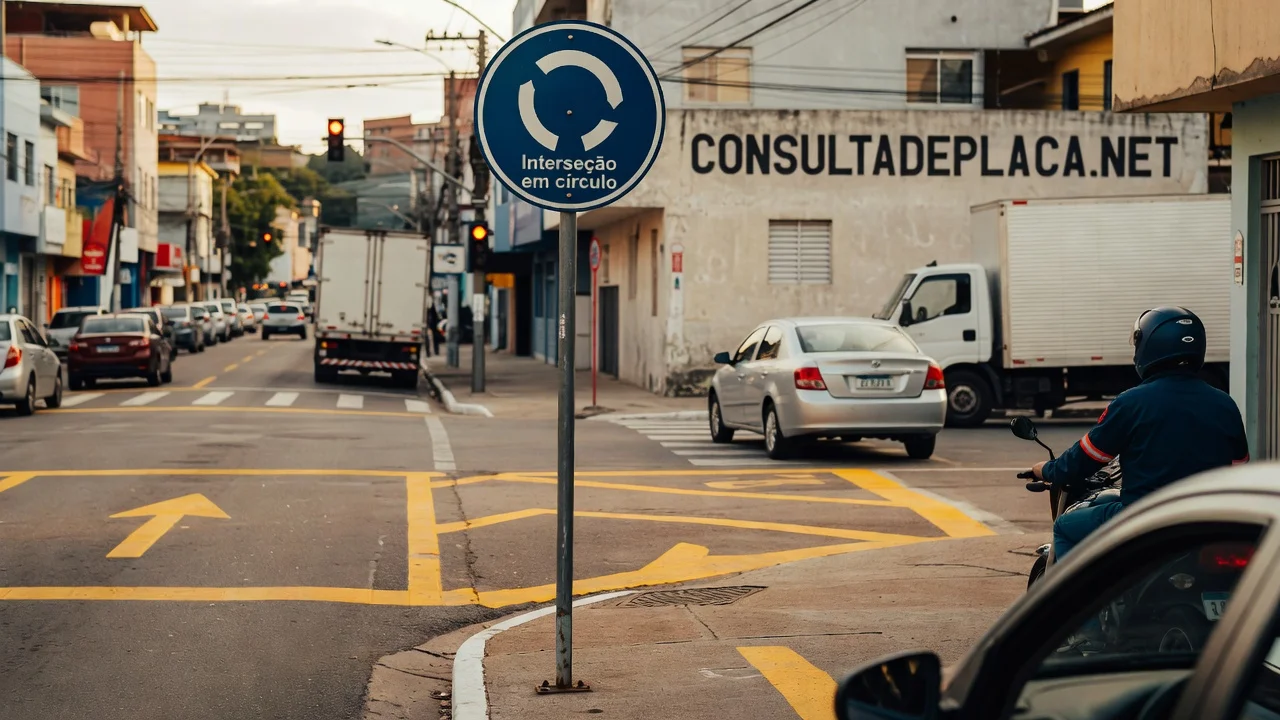 Placa A-12: interseção em círculo — quem já está na rotatória tem a preferência, e isso está no CTB