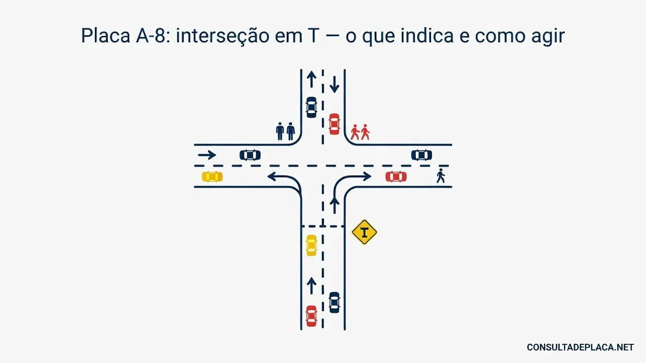 Placa A-8: interseção em T — o que indica e como agir