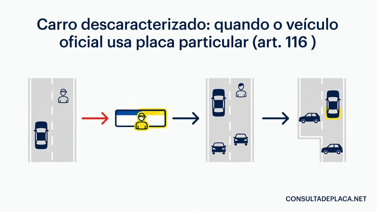 Carro descaracterizado: quando o veículo oficial usa placa particular (art. 116 do CTB)