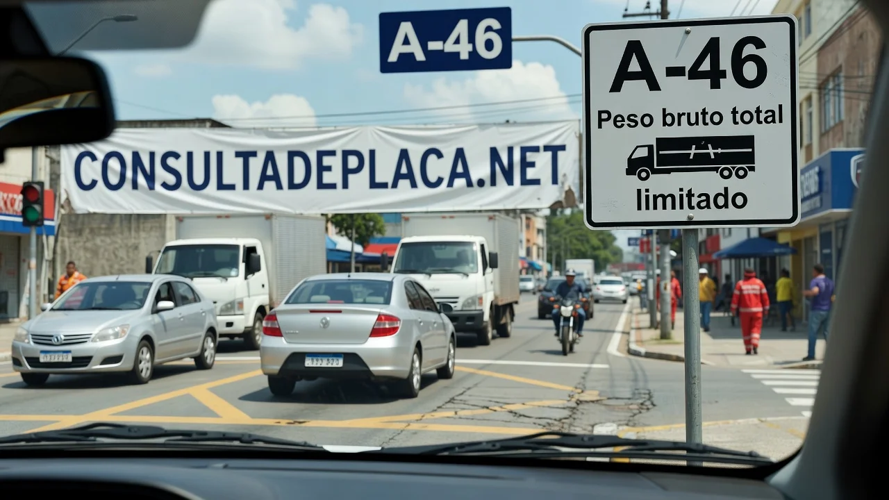 Placa A-46: peso bruto total limitado — o aviso antes da ponte que não aguenta seu caminhão