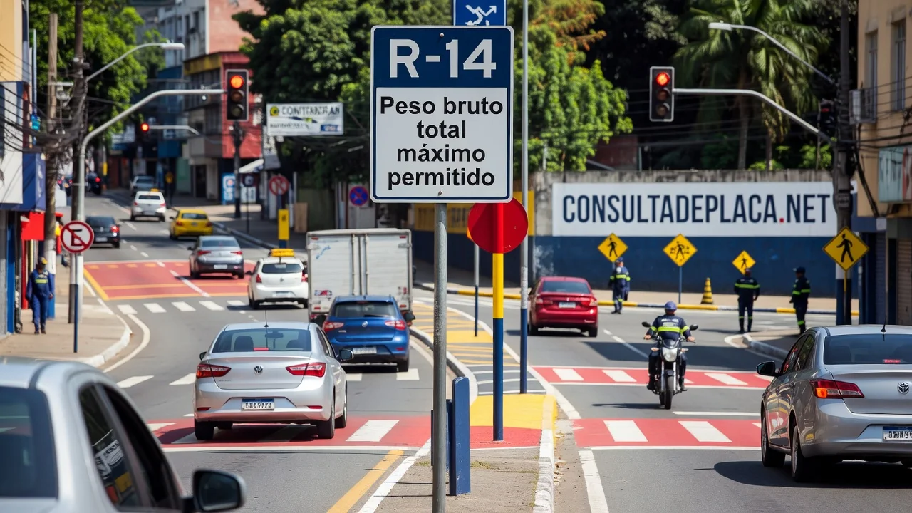 Placa R-14 Peso Bruto Total Maximo Permitido: a placa de tonelagem e o que o CTB realmente pune