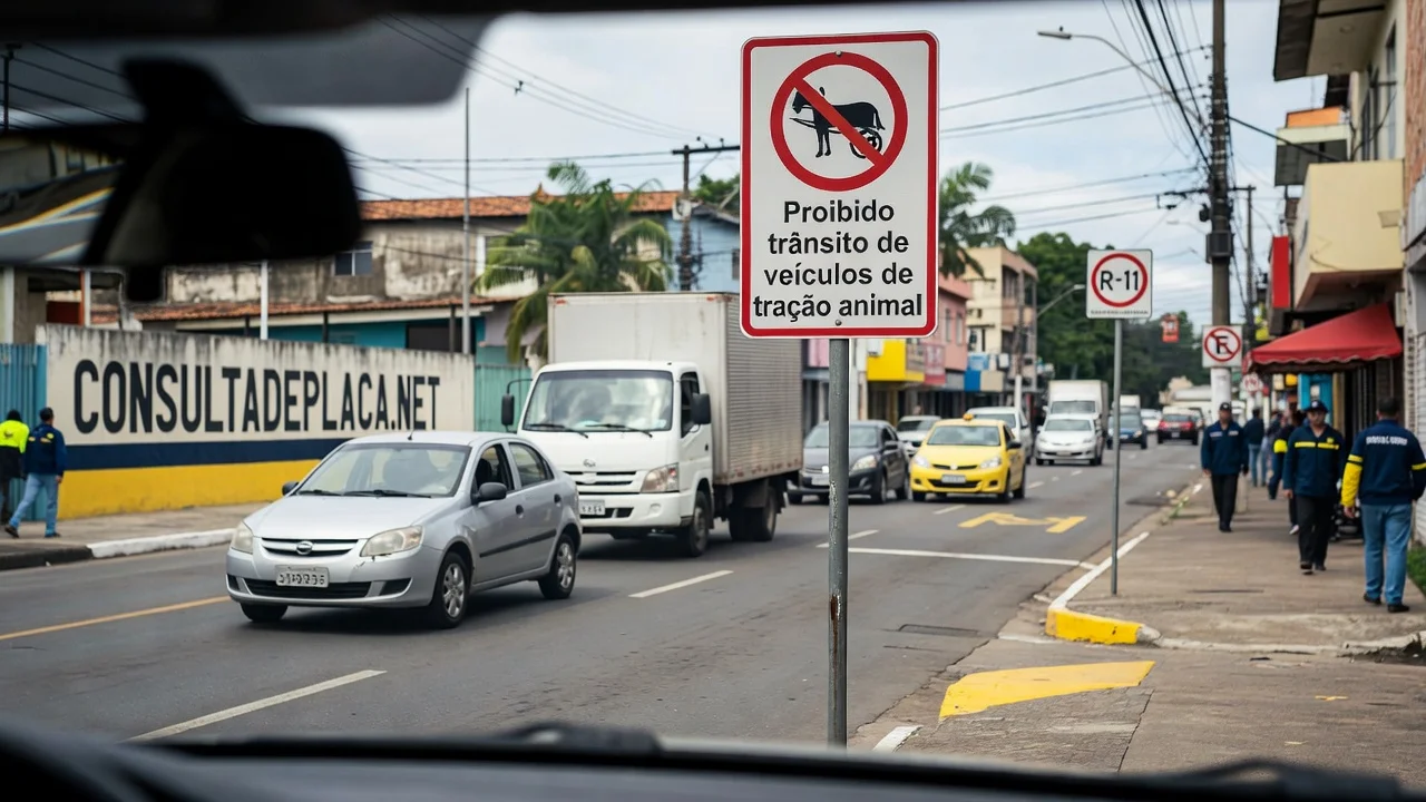 Placa R-11 Proibido Transito de Veiculos de Tracao Animal: carroca e charrete sao veiculos pelo CTB