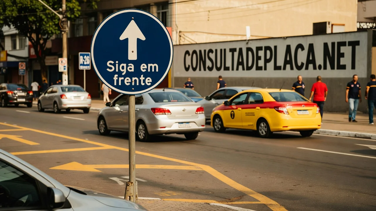 Placa R-26 Siga em Frente: a seta reta que proibe virar e retornar no cruzamento