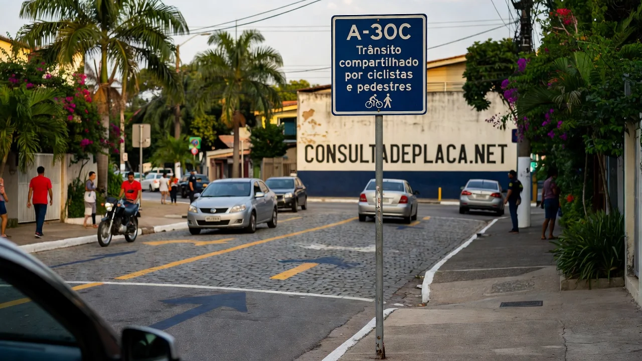 Placa A-30C: trânsito compartilhado por ciclistas e pedestres — quem cede para quem no mesmo espaço