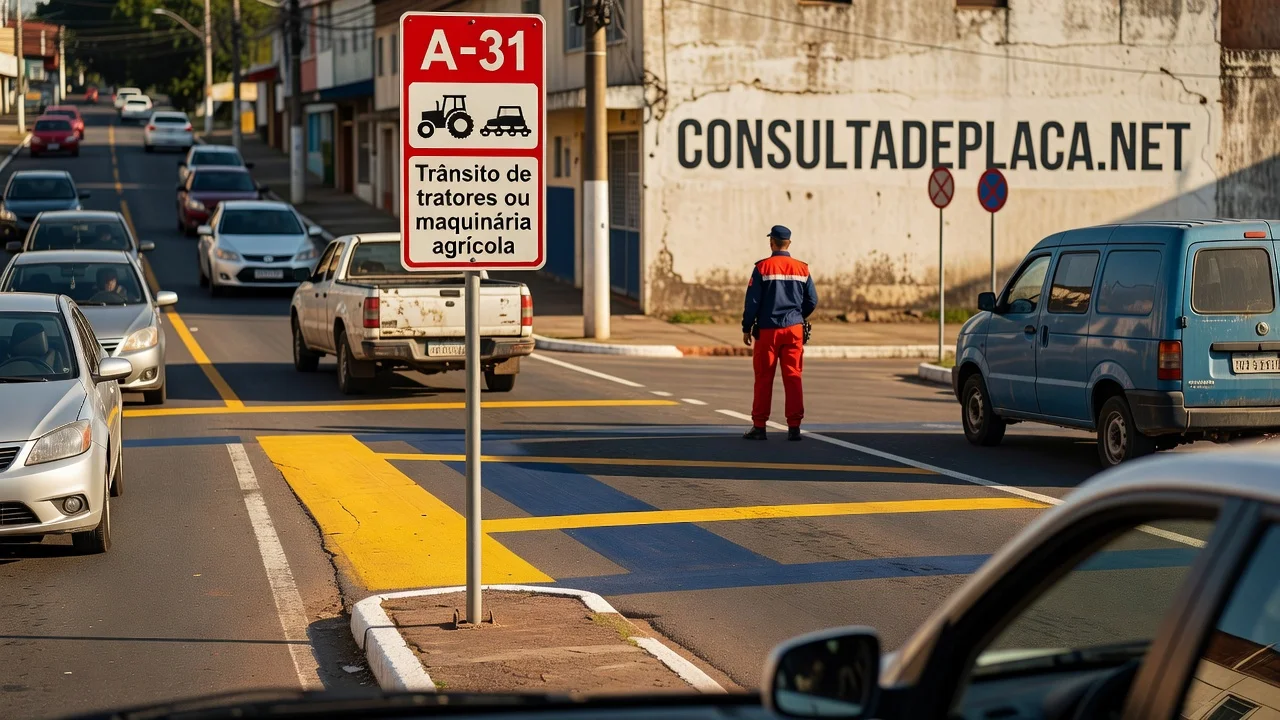 Placa A-31: trânsito de tratores ou maquinária agrícola — o veículo lento que muda a conta da ultrapassagem