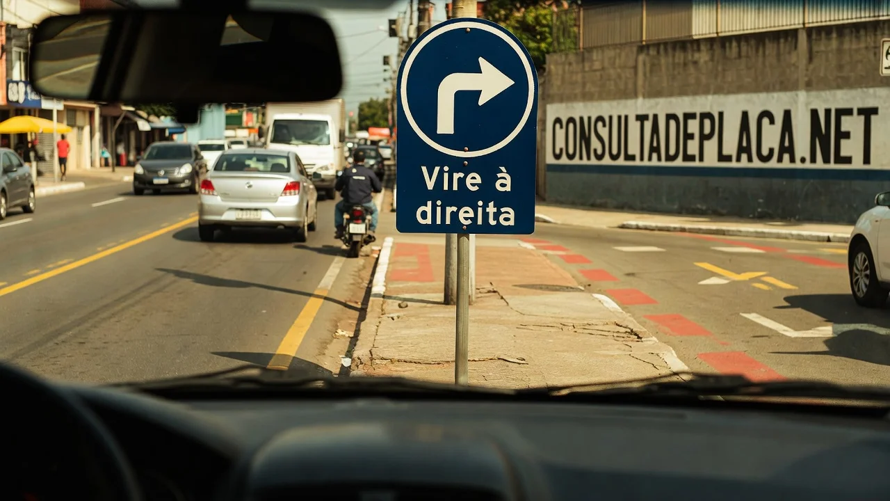 Placa R-25b Vire a Direita: movimento obrigatorio e o ciclista que voce tem de deixar passar