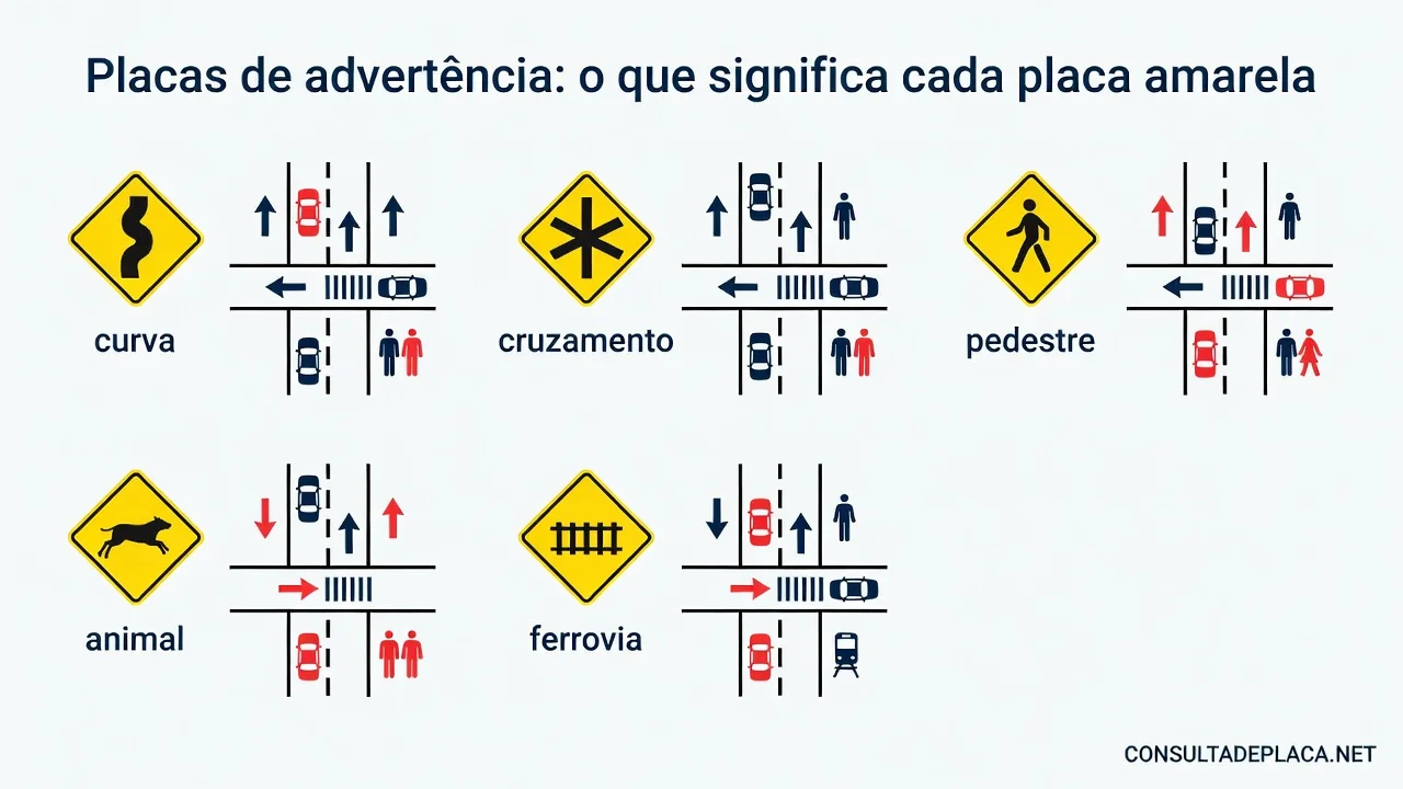 Placas de advertência: o que significa cada placa amarela