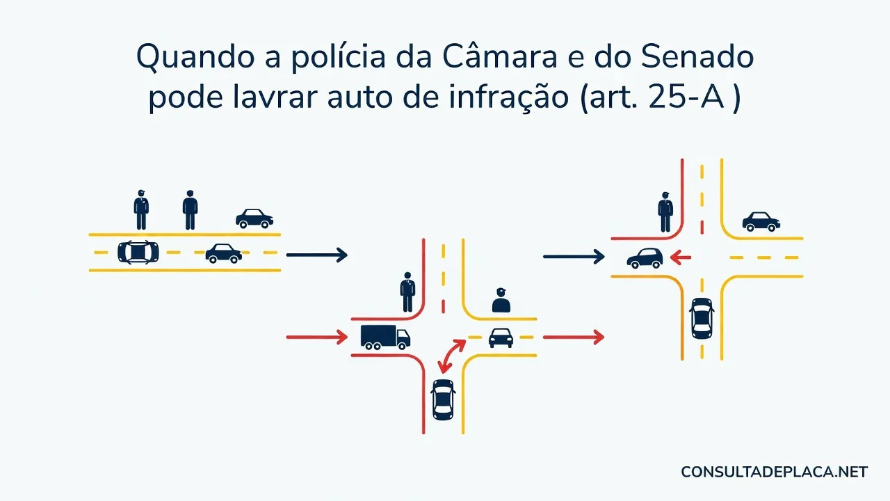 Quando a polícia da Câmara e do Senado pode lavrar auto de infração (art. 25-A do CTB)