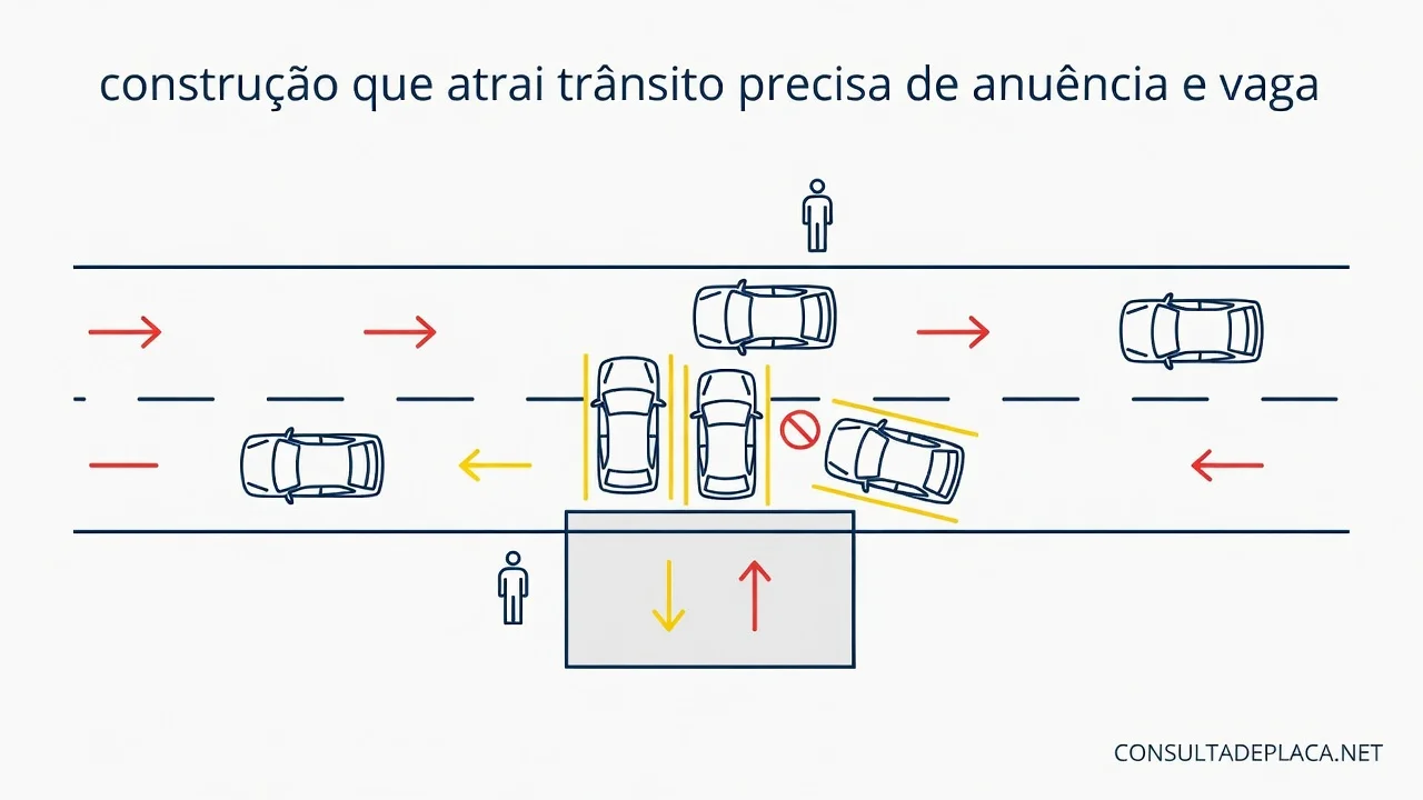 Artigo 93 do CTB: construção que atrai trânsito precisa de anuência e vaga