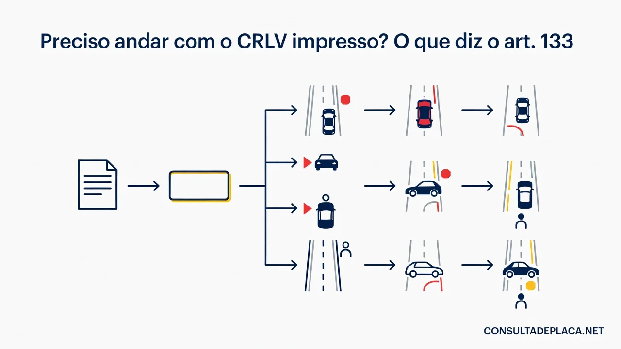 Preciso andar com o CRLV impresso? O que diz o art. 133 do CTB