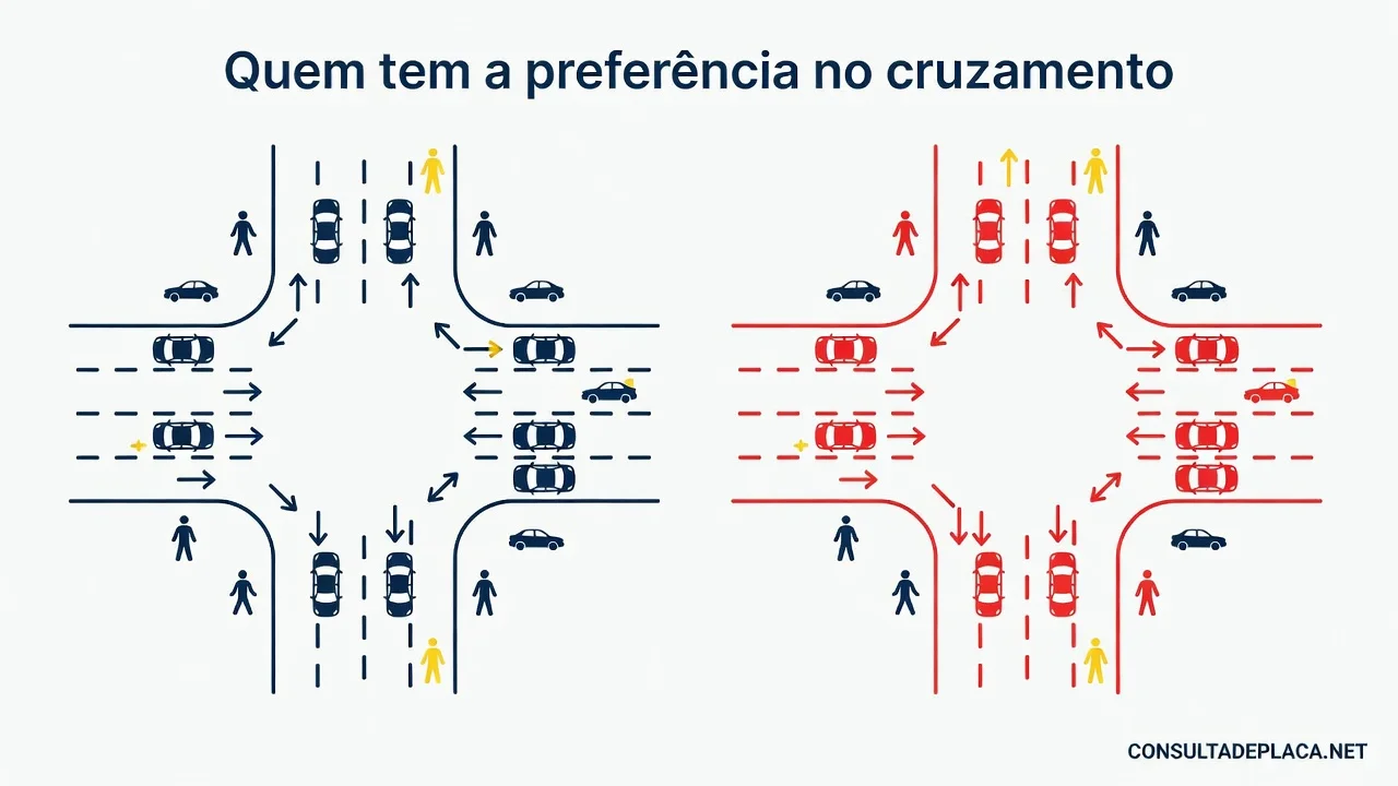 Quem tem a preferência no cruzamento: artigo 215 do CTB