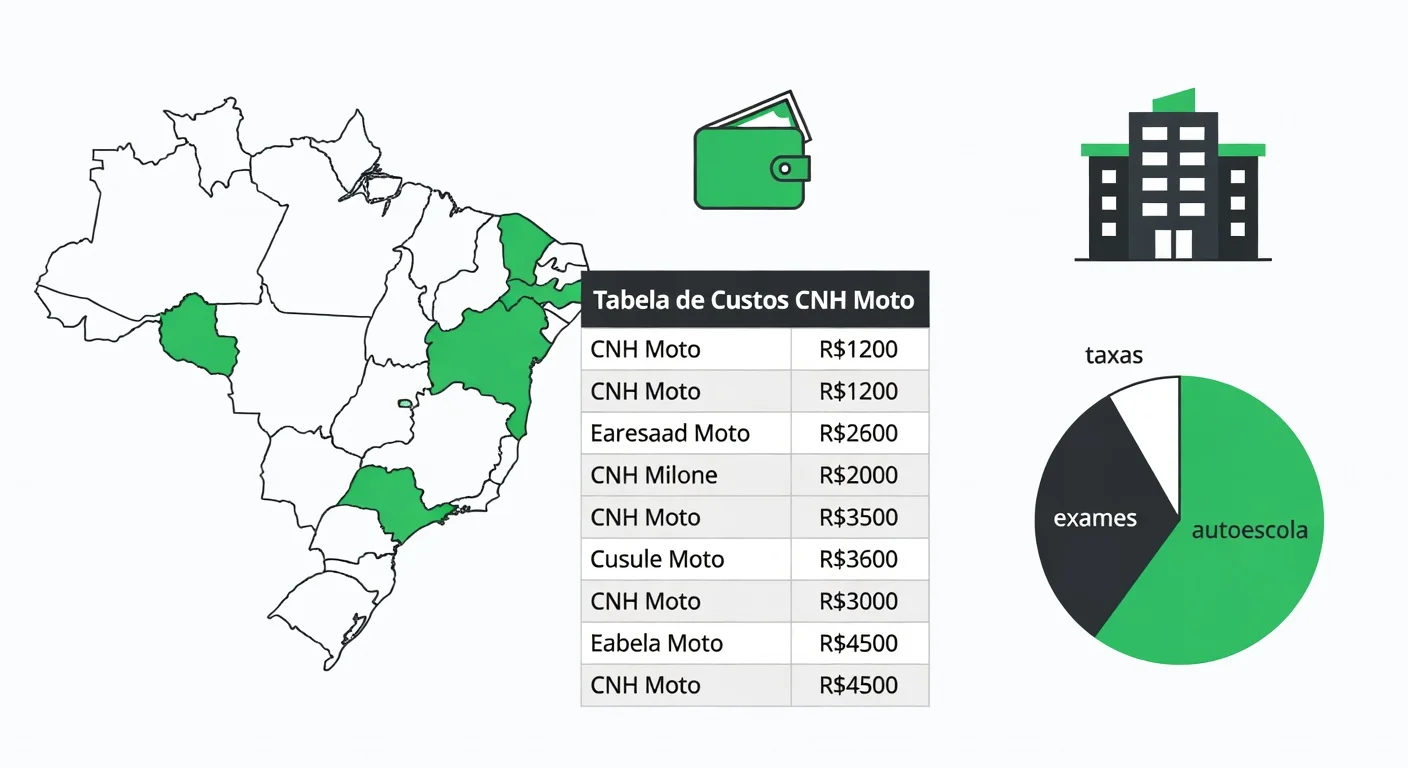 Quanto custa tirar CNH moto Categoria A 2026: tabela por estado