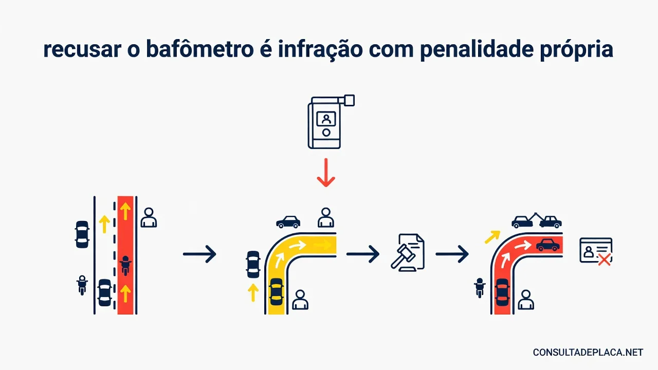 Artigo 165-A do CTB: recusar o bafômetro é infração com penalidade própria