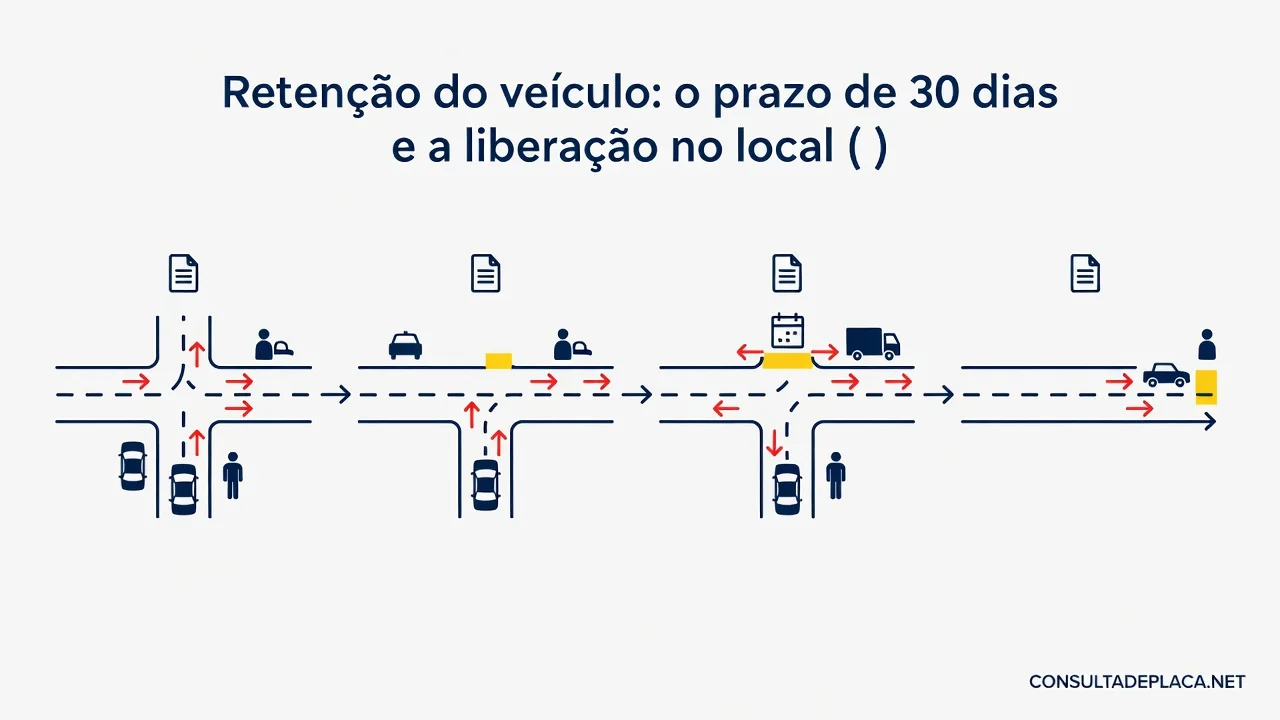 Retenção do veículo: o prazo de 30 dias e a liberação no local (artigo 270 do CTB)